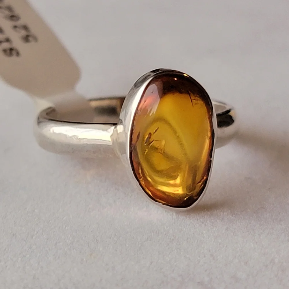 Natural Baltic Amber 925 Sterling Silver Ring NWT Genuine  Stamped Signed